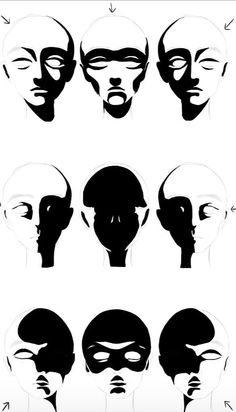 the silhouettes of people's heads with different facial expressions, including one in black and