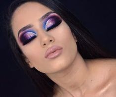 Blue Eyeshadow Looks Black Women, Purple And Blue Eyeshadow Looks, Night Out Eye Makeup, Purple And Blue Eyeshadow, Eyeshadow Looks Black Women, Fantasy Make-up, Face Beat