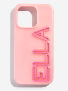 a pink phone case with the word alien on it