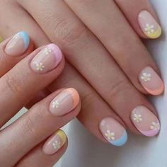 PRICES MAY VARY. 【Service Guarantee】If you have any questions about this clear colorful fake nails with flowers design, please feel free to contact us by Email. In case of transportation damage or quality problems, REPLACEMENT guarantee is provided. 【Eco-Friendly】Our square press on nails are made of environmentally friendly ABS resin material, which is non-toxic, tasteless and environmentally friendly. 【Package Contents】24 PCS Press on Nails & A Nail File & Jelly Glue Stickers.(Durability of je Square French, Short Fake Nails, Press On Nails Short, Flower Nail Designs, Nails For Women, Short Nail Designs, Square Acrylic Nails, Nails Short, Short Acrylic Nails