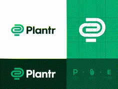 the logo for plantr is shown in three different colors and font styles, including green