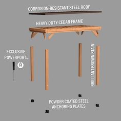 an image of a table with measurements for the top and bottom pieces, including legs