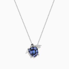 Effy Seaside 925 Sterling Silver Multi Diamond and Tanzanite Turtle Pendant Turtle Pendant, Effy Jewelry, Sea Turtles, Sea Turtle, Turtles, Black Diamond, Metallic Silver, 925 Sterling Silver, Pendant Necklace