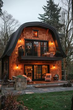 a house that is lit up at night