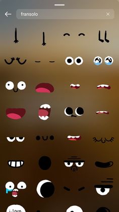 an iphone screen with many different faces and eyes on the phone, including one that appears to be smiling