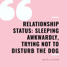 a pink poster with the words,'65 relationship status sleeping awkwardly trying not to disturb