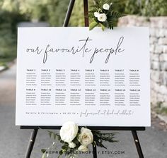 a sign with flowers on it that says our favorite people