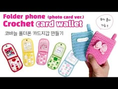 crocheted cell phone card wallet with hello kitty