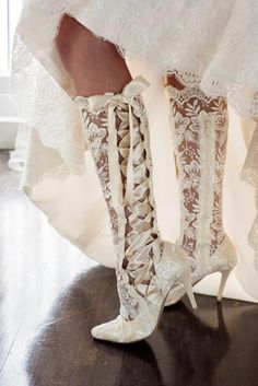 Beatrice Elliot Ivory Lace Knee High Wedding Boots House Of Elliot, Lace Wedding Boots, Lace Knee High Boots, Wedding Cowboy Boots, Classic Black Boots, Chic Vintage Brides, Bridal Boots, Wedding Boots, Handmade Lace