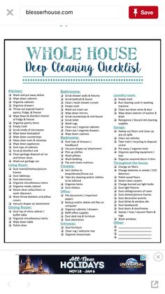 the whole house deep cleaning checklist is shown in this screenshote screen shot