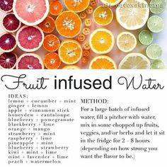 an advertisement for fruit infused water with oranges, lemons and grapefruit