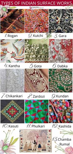 Clothing Fabric Patterns, Fabric Patterns Prints, Indian Fabrics, Fashion Design Patterns, Fashion Vocabulary, Handmade Embroidery Designs, Hand Work Embroidery, Types Of Embroidery, Embroidery Designs Fashion