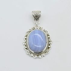 Natural Blue Lace Agate Pendant, Agate Gemstone Necklace, 925 Sterling Silver Pendant, Agate Pendant, Gemstone Jewelry, Minimalist Pendant. Personalized Pendant, Blue Lace Agate, Pendant Design, Agate Pendant, Lace Agate, Agate Gemstone, Sterling Silver Pendant, Blue Lace, Gemstone Necklace