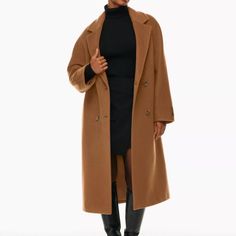 Brand New Aritzia Slouch Coat, Never Worn With Tags In Deep Camel Color. Currently Sold Out Online. Slouch Coat Aritzia, Aritzia Slouch Coat, Elegant Brown Double-breasted Outerwear, Aritzia Brown Coat, Single-breasted Brown Wool Coat For Fall, The Only Coat Aritzia, Aritzia Coats & Jackets, Chic Brown Single-breasted Wool Coat, The Super Puff