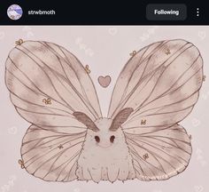 a drawing of a butterfly with hearts on it's wings