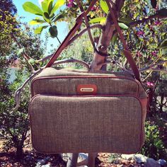 Vintage Samsonite luggage / tweed diaper bag Vintage Baguette Travel Bag, Vintage Travel Bag With Double Flap, Vintage Cotton Travel Bag, Brown Tweed Travel Bag, Vintage Tapestry Travel Bag, Samsonite Luggage, World Traveler, Michael Kors Jet Set