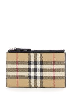 This card-holder from Burberry showcases a vintage check print in canvas, ideal for keeping your essentials organized. It includes a zipped pocket and five card slots, blending practicality with a sophisticated appearance for daily use.  - Dimensions: 13x8x1 cm   - Material: Canvas and leather Burberry Print, High Heel Rain Boots, Canvas Wallet, Brown Wallet, Burberry Wallet, Document Holder, Black Card, Backpack Tote Bag