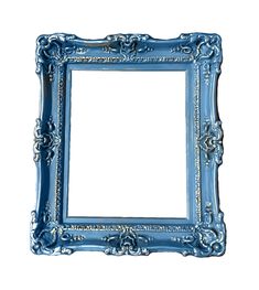 an ornate blue frame is shown against a white background