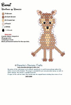 a cross stitch pattern for a teddy bear with different colors and patterns on the front