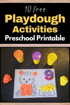 Pin text reads, 10 free playdough activities preschool printable and image of one in use! Playdough Activities Preschool, Playdoh Ideas, Playdough Ideas, Playdoh Mats, Toddler Sensory Bins, Outdoor Activities For Toddlers, Indoor Activities For Toddlers, Easy Toddler Activities, Playdough Activities