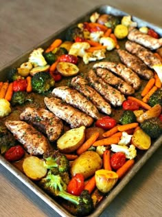 one pan balsamic chicken with roasted vegetables and broccoli on the side