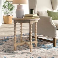 a living room scene with focus on the end table