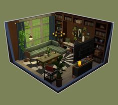 Cozy Livingroom  by juuliazsims on ig. Sims 4 Lounge Room, Sims 4 Base Game Living Room, Sims 4 Modern Living Room, Sims4 Living Room Ideas, Sims Living Room, Sims 4 Living Room Ideas, Living Room Sims 4, Dark House, Sims Ideas