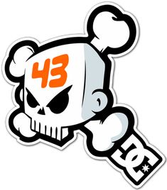 a sticker with the number thirteen on it's face and skull in the middle