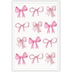 pink bows on white paper with watercolor effect