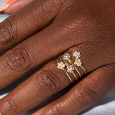 This delicate ring is adorned with two enchanting flowers. This sweet and elegant ring captures the essence of nature's beauty, bringing a touch of charm to your everyday style. Embrace the harmonious blend of sophistication and sweetness. Metal: 14k Gold over Sterling Silver Size: 14.9-19 mm / 0.59-0.75" Stone Type: JOOPITA® Stone Weight: 1.0 g Sapphire Flower Ring, Circle Flower, Stone And Strand, Object Of Desire, Daisy Ring, Lab Diamond Engagement Ring, Dope Makeup, Floral Ring, Cushion Cut Diamonds