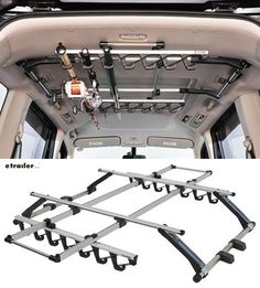 the inside and outside view of a vehicle with four bars on it, one is holding two