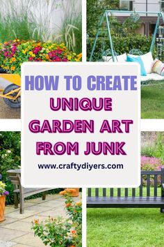 Looking for a way to personalize your garden? My DIY garden decor ideas will guide you through creating custom pieces that add character to your outdoor space. These projects are easy and budget-friendly. Save this pin to start your next DIY garden project Garden Art From Junk, Recycled Yard Art, Unique Yard Art, Yard Art Crafts, Recycled Garden Art, Whimsical Garden Art, Tattoo Plant, Unique Garden Art, Upcycle Garden