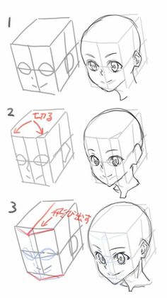 Draw Head, Anime Face Drawing, Art Anatomy, Perspective Drawing Lessons, Drawing Tutorial Face, Anime Illustration, Body Drawing Tutorial, 얼굴 그리기