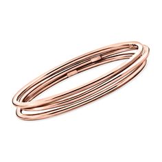 Ross-Simons - Italian 22kt Rose Gold Over Jewelry Set: Three Polished Bangle Bracelets. 8.5". Just slip on and go! Three stunning Italian-made polished bangle bracelets shine in 22kt rose gold over sterling silver. These chic bracelets can be stacked all together or paired with other pieces. 3/8" wide. 22kt rose gold over sterling silver bangle bracelet set. Jewelry Presentation, Bronze Bracelet, Silver Bangle Bracelet, Chic Bracelet, Sterling Silver Bangle Bracelets, Bangle Bracelet Set, Sterling Silver Bangle, Sterling Jewelry, Fine Jewelry Bracelets