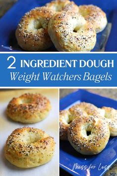 bagels with sesame seeds on them and the words, 2 ingredient dough weight watchers bagels