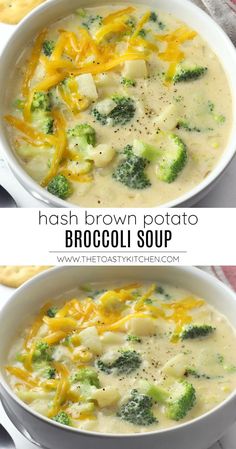 broccoli and cheese soup in a white bowl