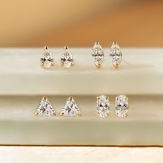 Marquise Earrings, Stud Earrings, 14K Gold Earrings – AMYO Jewelry