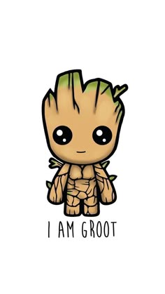 a drawing of a baby groot with the words i am groot on it