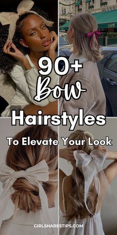 How To Style Hair Bows, How To Wear A Bow In Hair, Up Do With Bow, How To Wear A Bow In Your Hair, Hairstyles With A Bow Clip, How To Wear Bows In Hair, How To Style A Bow In Your Hair, Hair Bow Hairstyle Tutorial, Haïr Style With Bow Clip