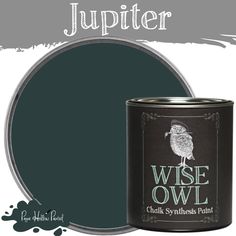 a can of wise owl chalk with the words jupiter painted in white on it