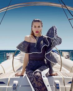 Hana Soukupova by Luis Monteiro for How to Spend It Magazine Nautical Fashion Editorial, Yacht Film Photography, Beach Campaign Editorial, Kendall Jenner Yacht