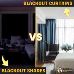 black out curtains and blackout shades in a bedroom