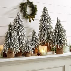 Snow Covered Christmas Trees for tabletops Snow Covered Christmas Trees, Faux Christmas Trees, Christmas Tree With Snow, Christmas Tree Branches, Farmhouse Christmas Tree, Snow Covered Trees, Tabletop Christmas Tree, Cottage Christmas, Christmas Interiors