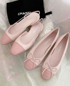 Channel Shoes Flats, Pink Chanel Ballet Flats, Pink Chanel Flats, Chanel Pink Shoes, Channel Ballet Flats, Channel Flats, Chanel Flat Shoes, Pink Channel, Pink Ballerina Shoes