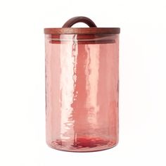 Hammered Glass Canister with Wood Lid - Blush size medium Beauty Soul, Candle Table Decorations, Candle Basket, Rubber Ring, Functional Home, Container Shop, Glass Canisters, Kitchen Storage Containers, Storage Canisters