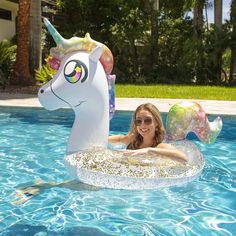 Poolcandy Animal Glitter PoolCandy Jumbo 42 Rainbow Unicorn Glitter Pool Tube Unicorn Floaties, Unicorn Pool Float, Pool Tube, Holographic Color, Glitter Rainbow, Glitter Unicorn, Unicorn And Glitter, Legendary Creature, Inflatable Pool