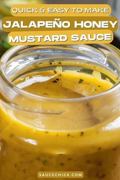 jalapeno honey mustard sauce in a jar with the title text overlay