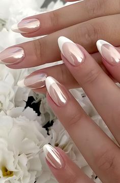 Nail Idea Simple, Summer Chrome Nails 2024, Trend Nails 2024, Nails 2024 Trends, Nails Inspo 2024, Nails Trending Now 2024, Nail Art Summer 2024, White And Pink Nails, Acrylic Nails Nude