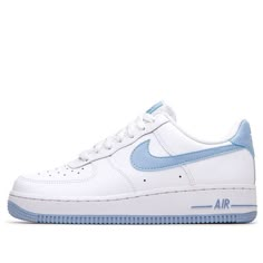 Nike Womens Air Force 1 Low '07 Patent 'Light Armory Blue' White/Light Armory Blue AH0287-104 KICKSOVER Nike Blue Air Force, Conformation Shoes, Drippy Shoes, Blue Air Force 1, Nike Azul, Blue Nike Air Force, Zapatillas Nike Air Force, Womens Air Force 1, Blue Shoes Women