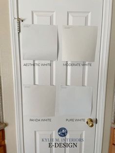 the door is painted white and has four different shades of paint on it, including one with